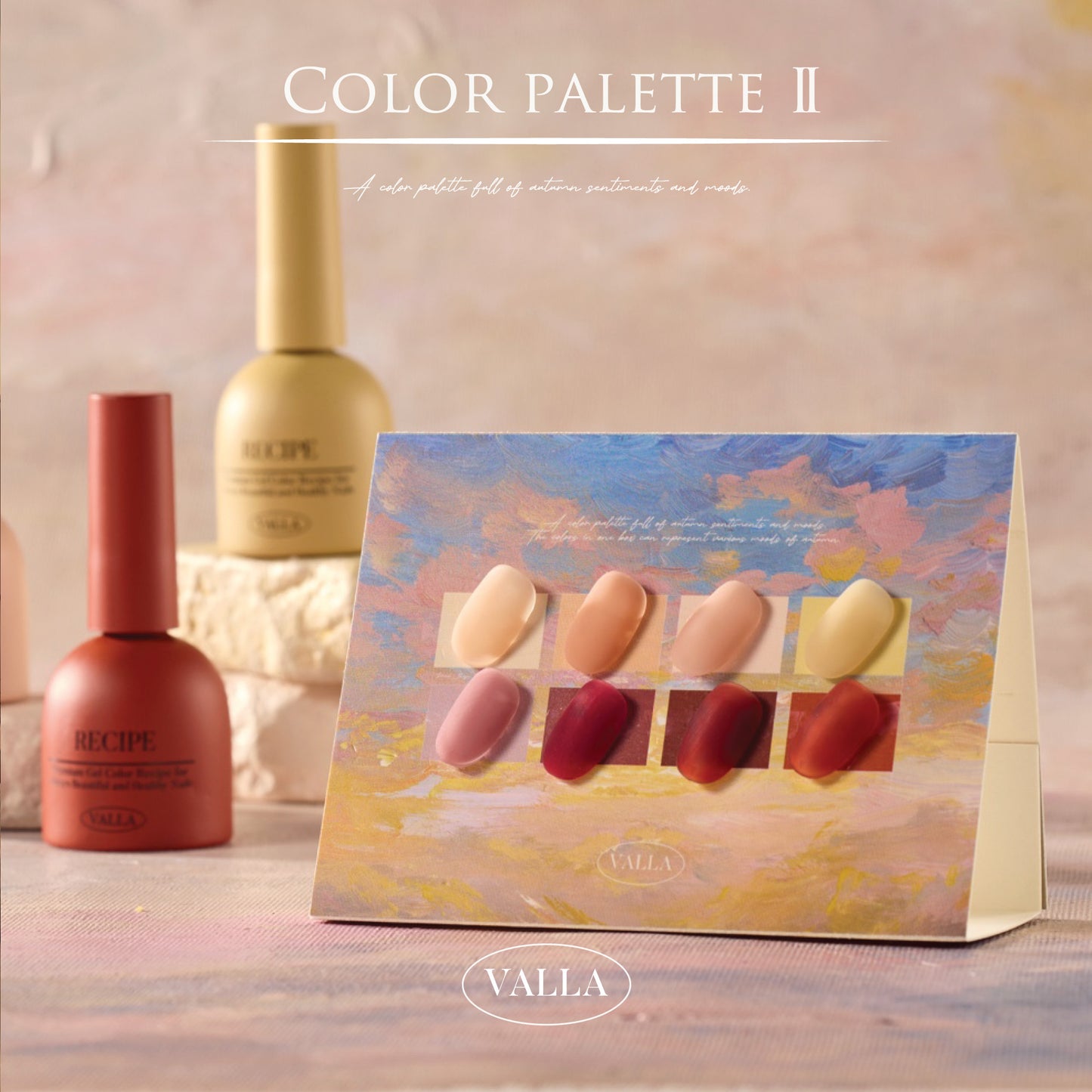 Full Valla Color Palette 2 collection shown with themed box set and matching nail tip samples