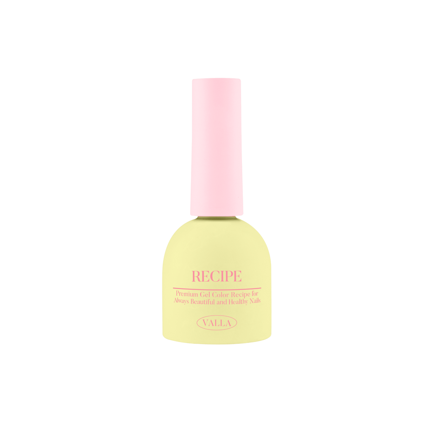 Bottle with pink cap and yellow body on a white background