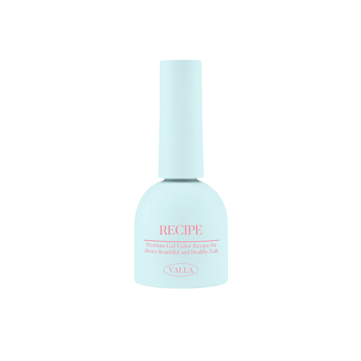 Light blue bottle with 'RECIPE' and 'VALLA' text on a white background