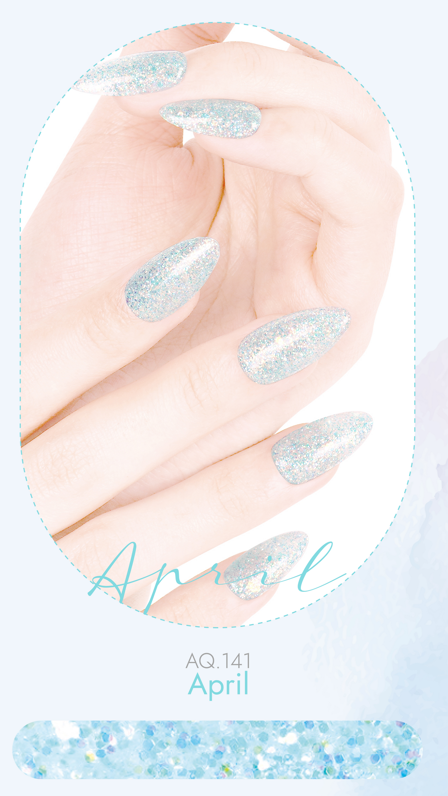 April – light blue shimmer pastel polish