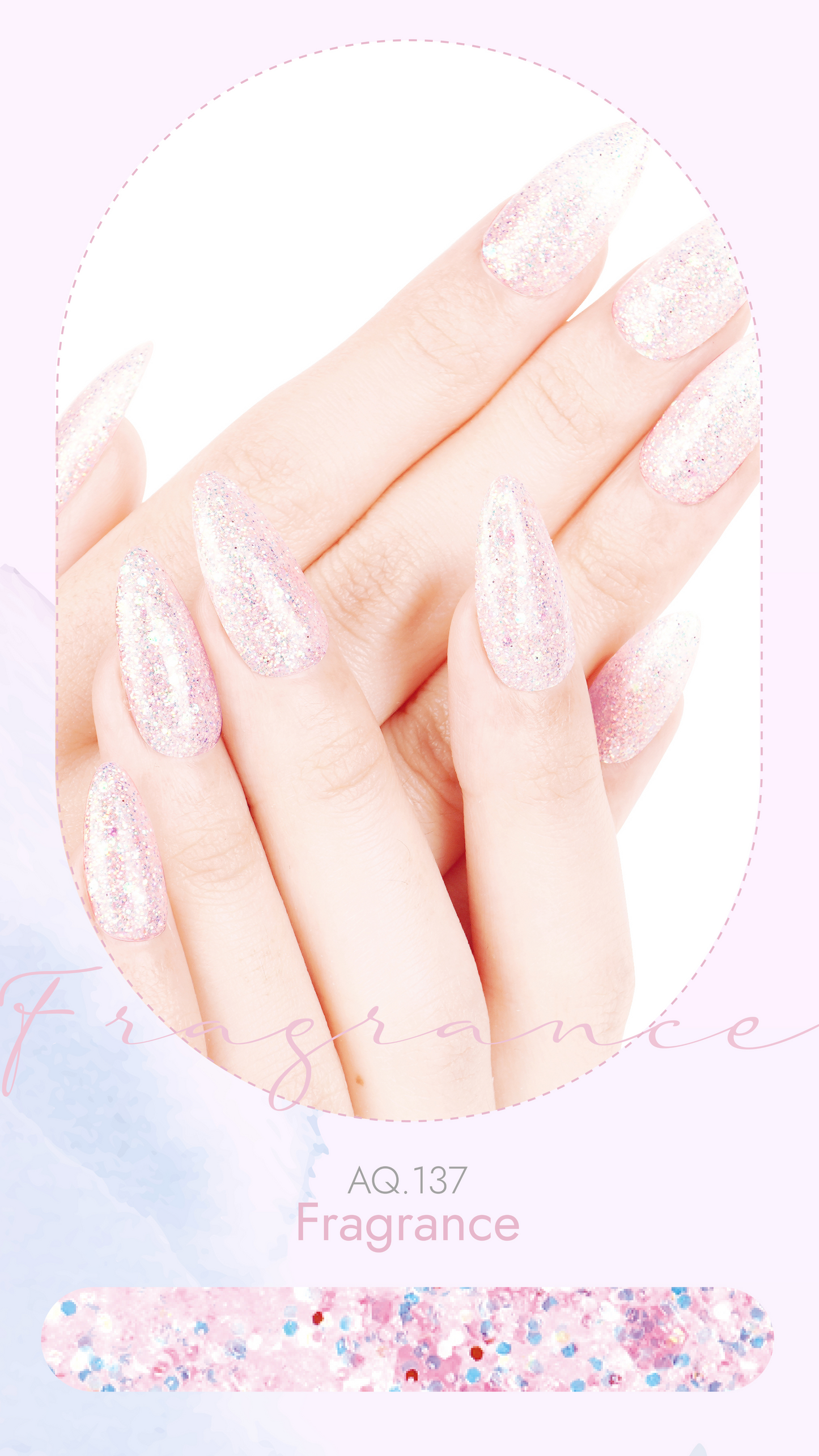 Fragrance – soft pastel pink glitter polish