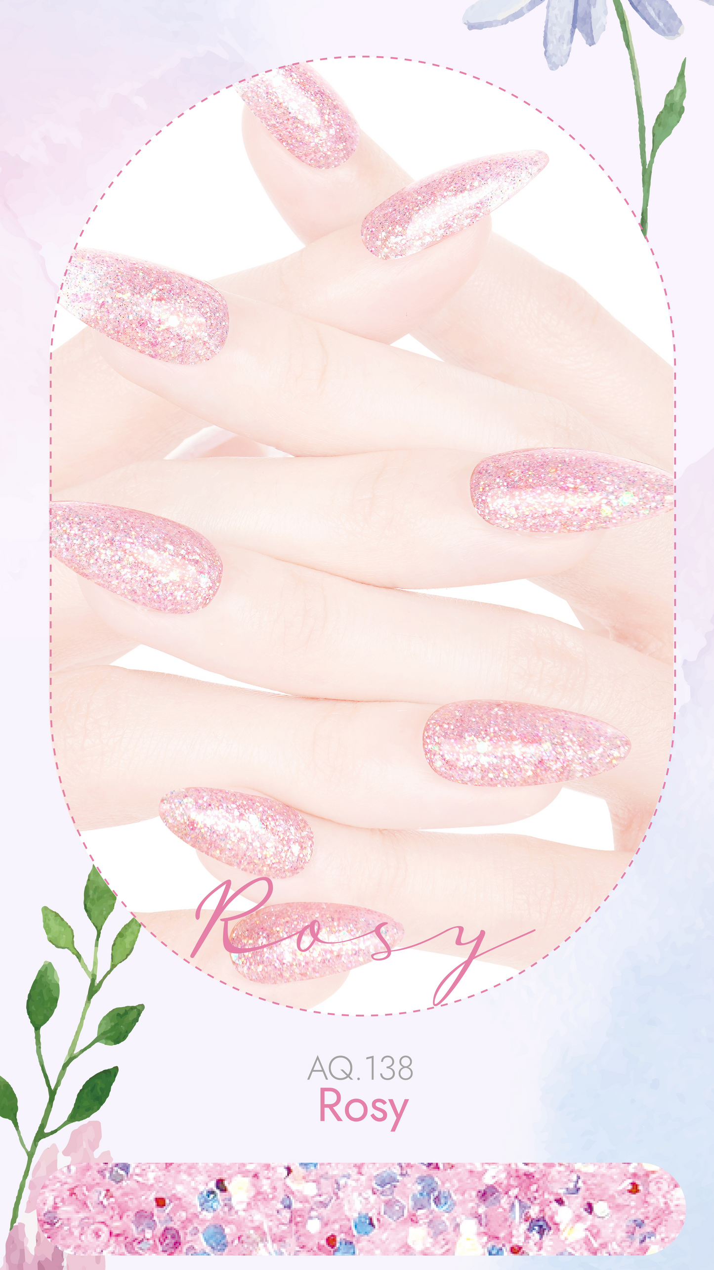 Rosy – sweet pink and rose-toned glitter polish