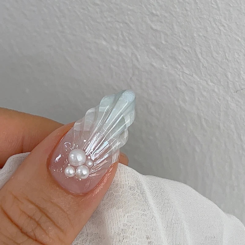 Doi Nudi Misty Blue Syrup Gel – Cool-toned misty blue nude syrup gel for an airy soft nail look