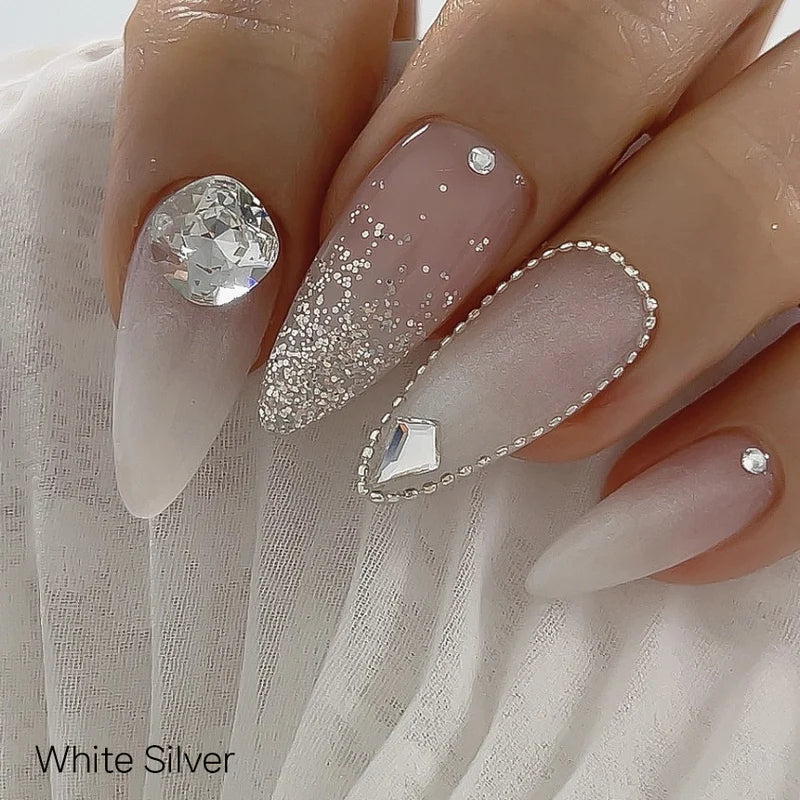 Doi White Silver Glitter Gel – frosty shimmer builder gel with silver flakes