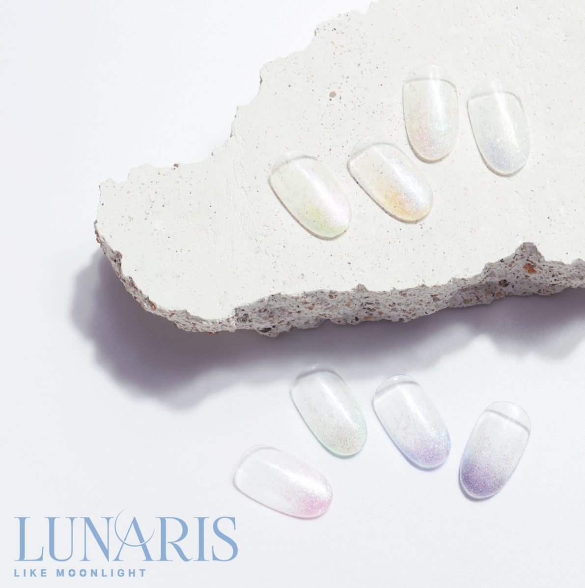 Lunaris textured shimmer nails in pastel pearl shades