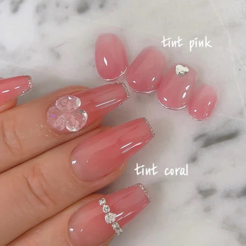 Nailbayo Doi Tint Gel – Pink & Coral – Korean syrup gel polish in warm nude tones for layered nail looks