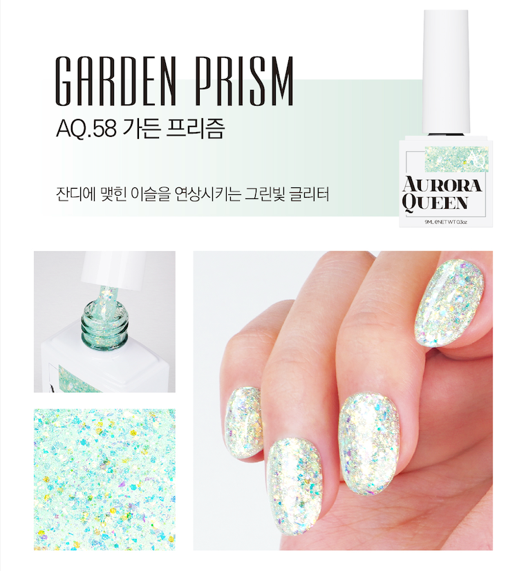 Garden Prism – bright minty green glitter polish