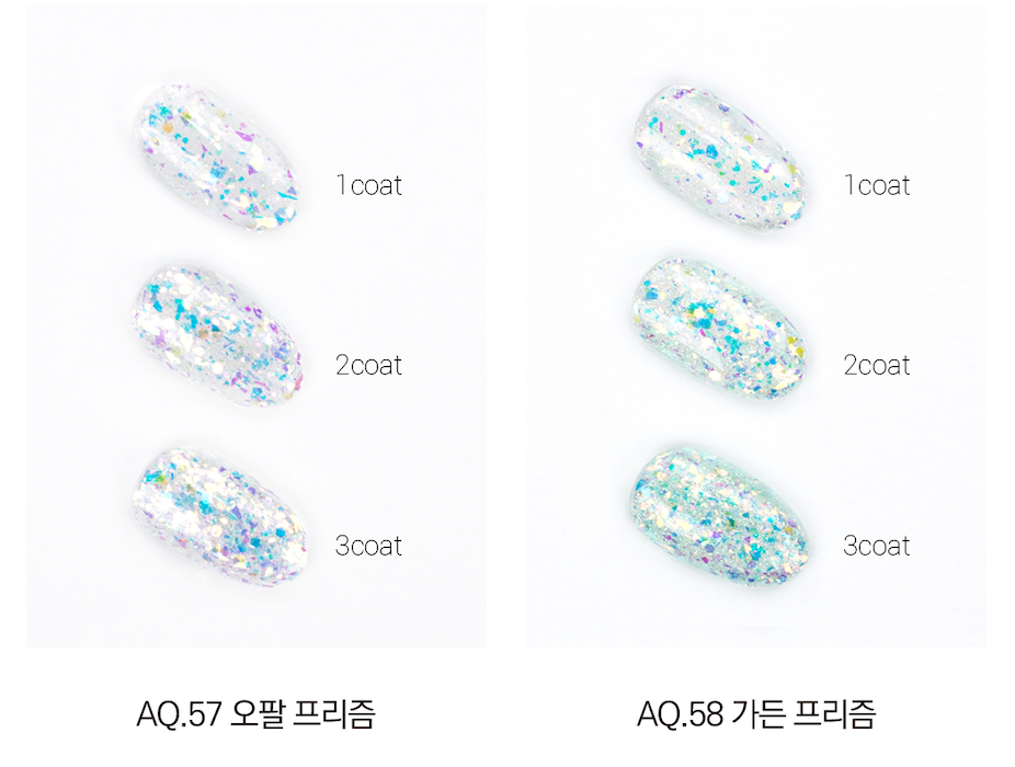 Prism glitter nail swatches – 1 to 3 coat effect