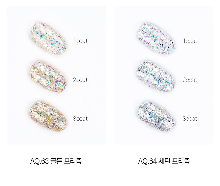 Prism glitter nail swatches – 1 to 3 coat effect
