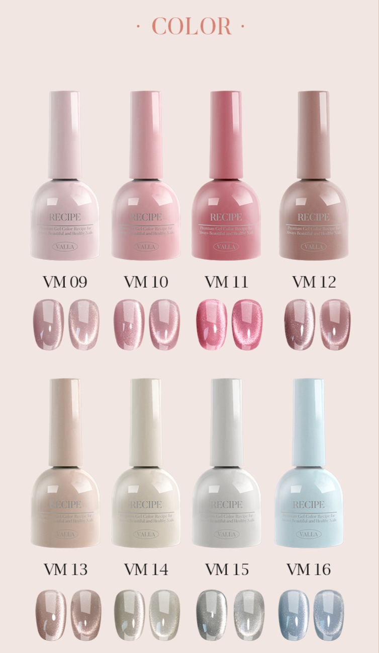 Soft focus aesthetic featuring the gel bottles with baby’s breath flowers.