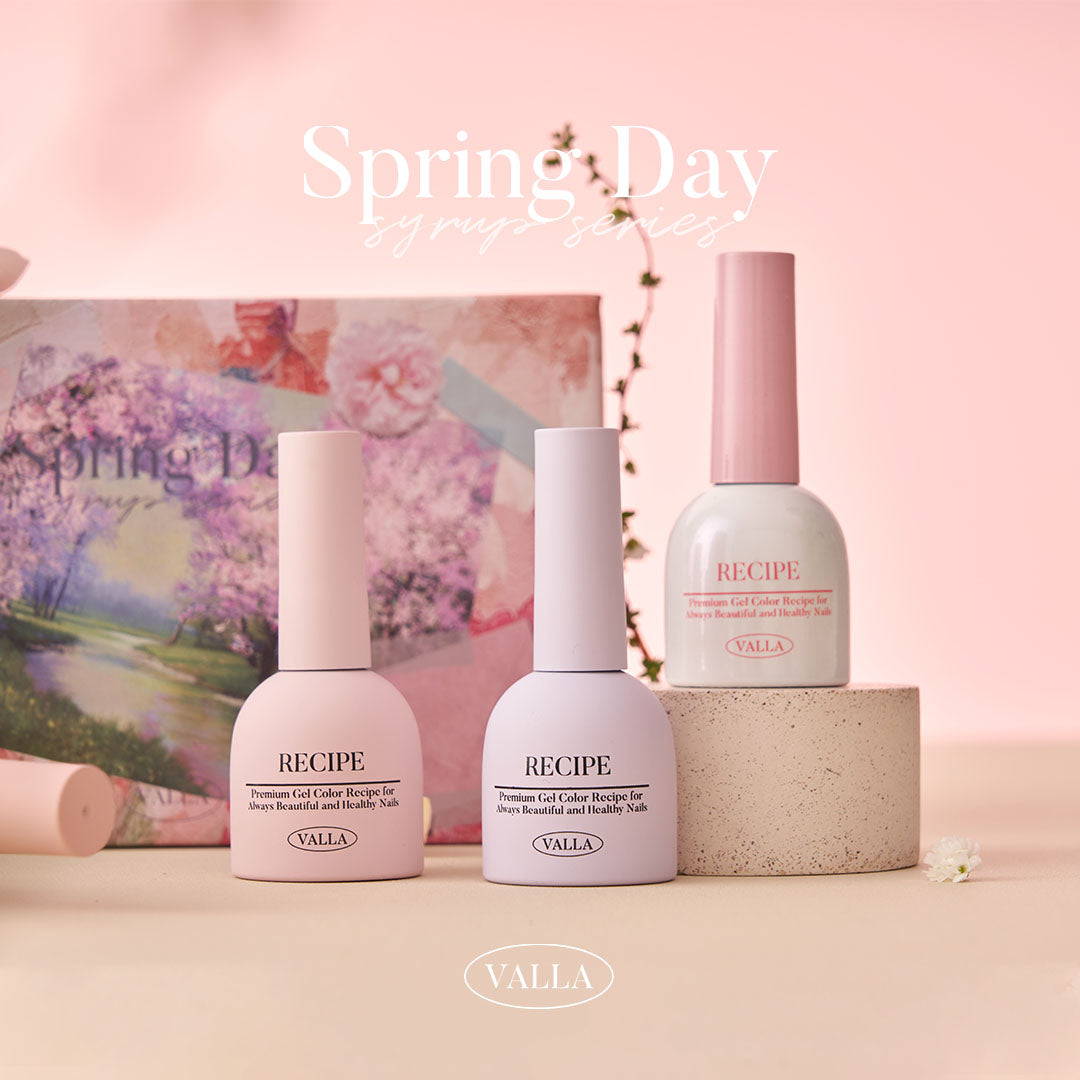 Pastel gel bottles with soft shadows from the Spring Day Collection.
