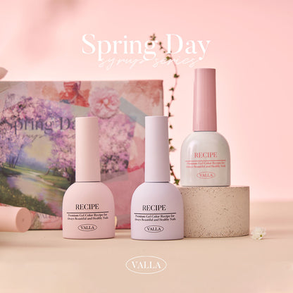 Pastel gel bottles with soft shadows from the Spring Day Collection.