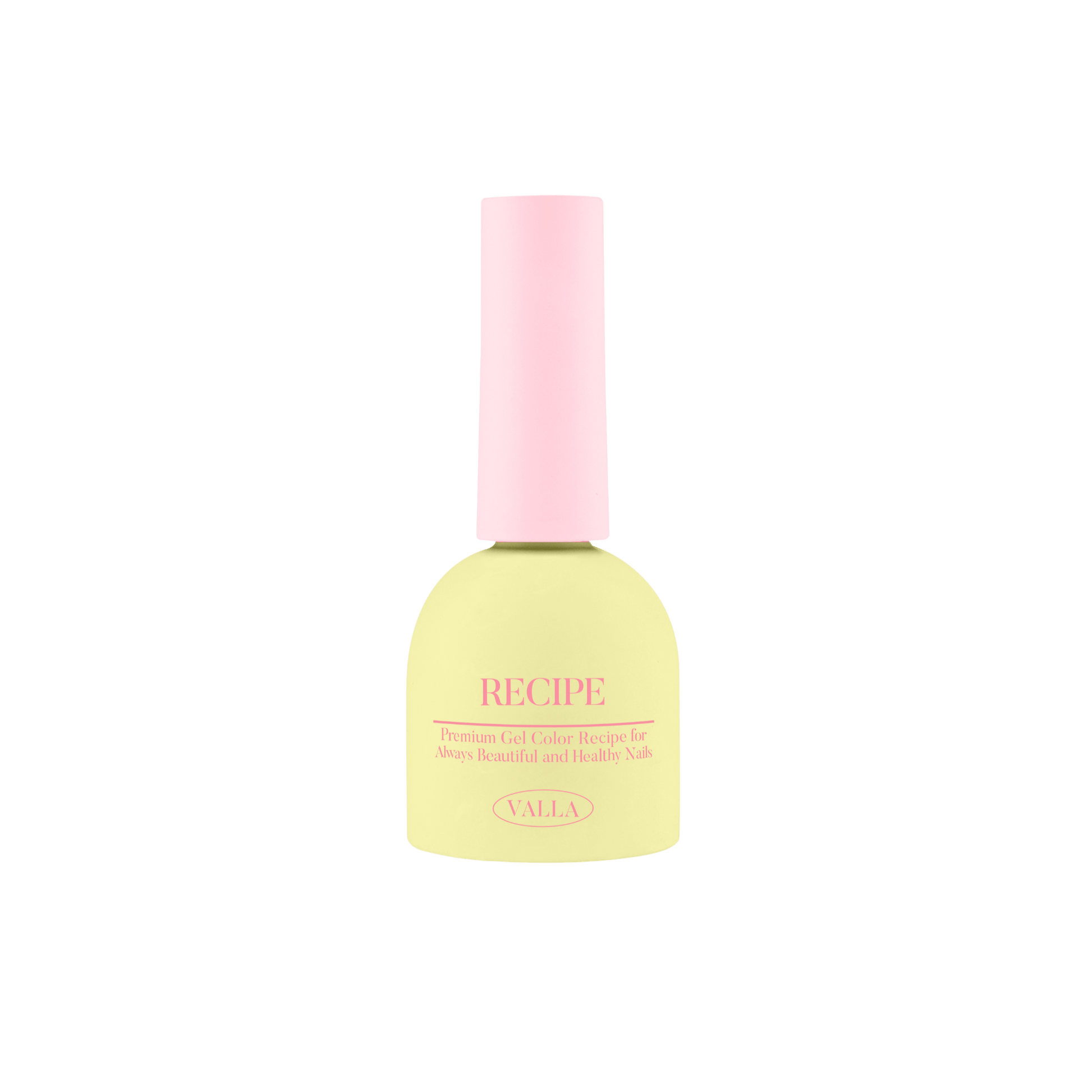 Bottle with pink cap and yellow body on a white background
