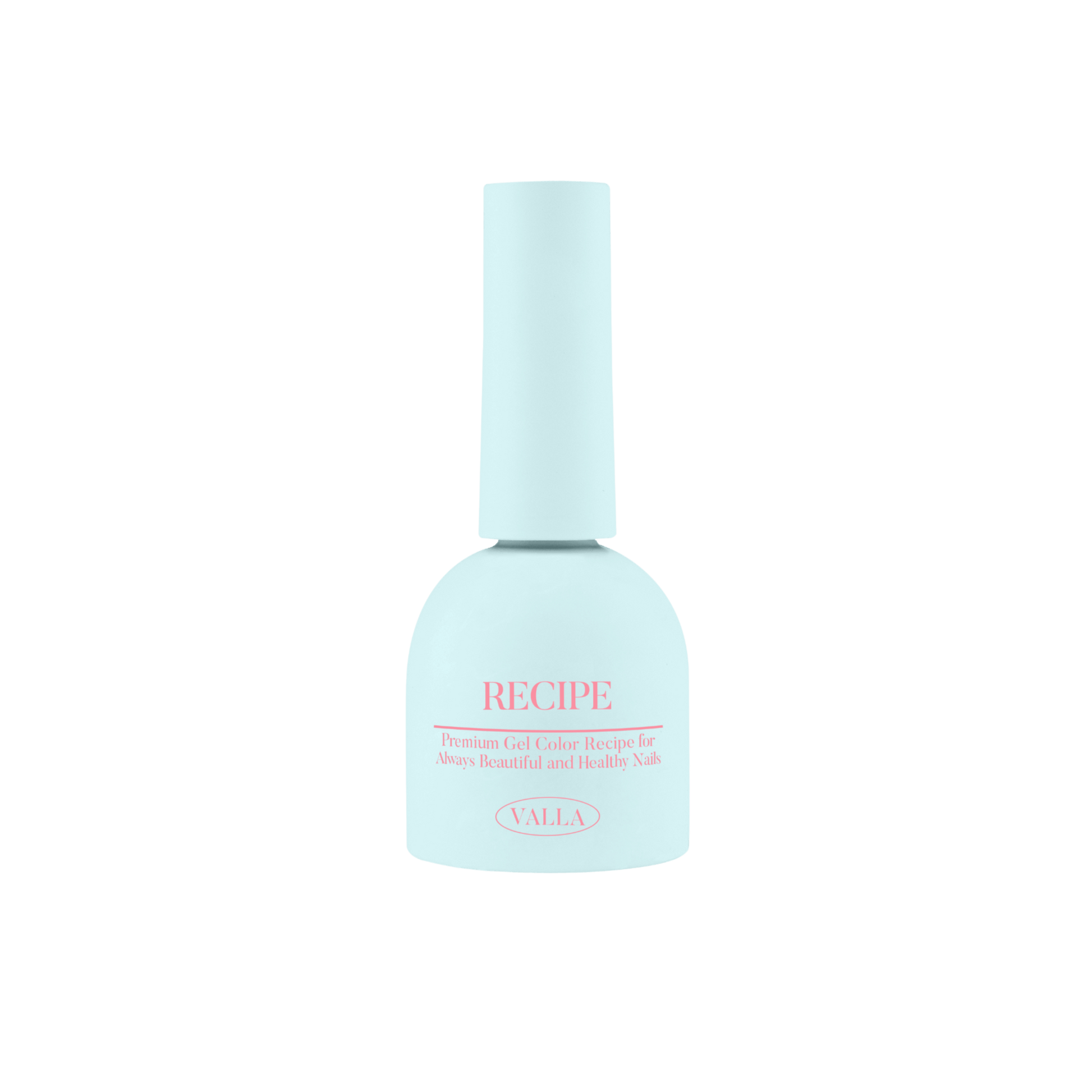 Light blue bottle with 'RECIPE' and 'VALLA' text on a white background