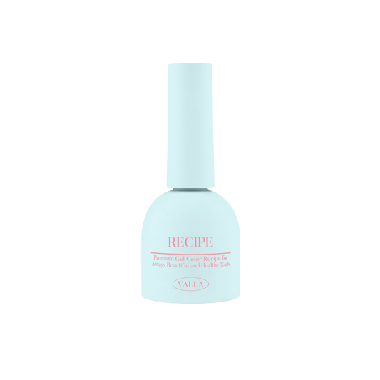 Light blue bottle with 'RECIPE' and 'VALLA' text on a white background