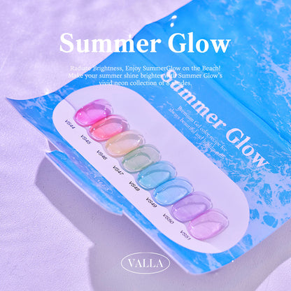 Full Summer Glow collection swatch chart with vivid color shades.