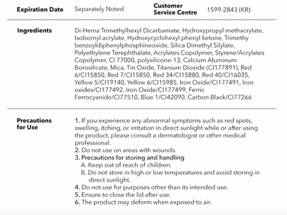 ingredients and application info
