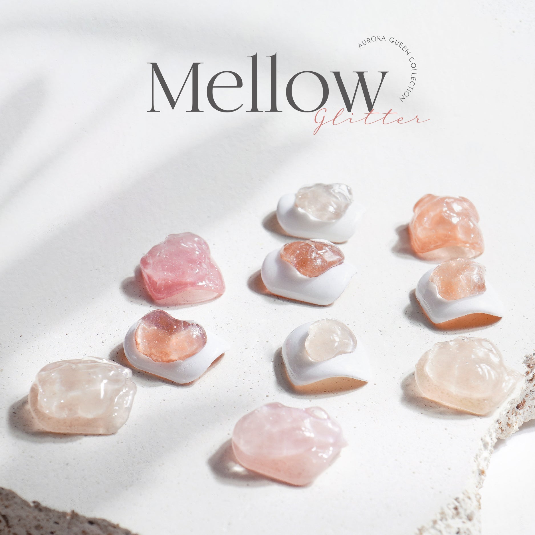 Mellow Glitter Collection – natural stone inspired gel palette
