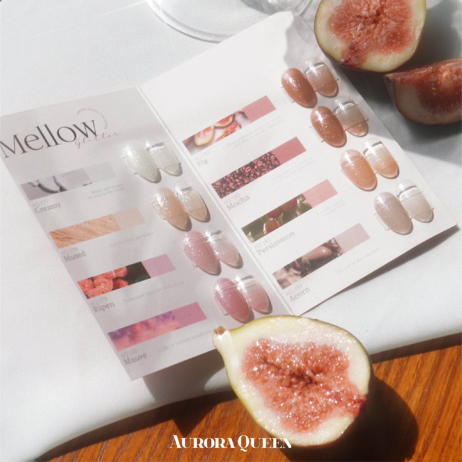 Mellow Glitter Collection – natural stone inspired gel palette
