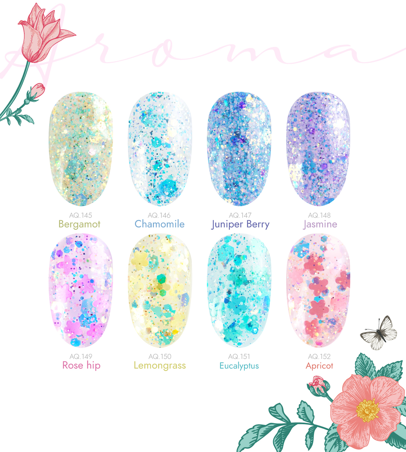 Aroma Collection by Aurora Queen – floral and soft scent-inspired gels
