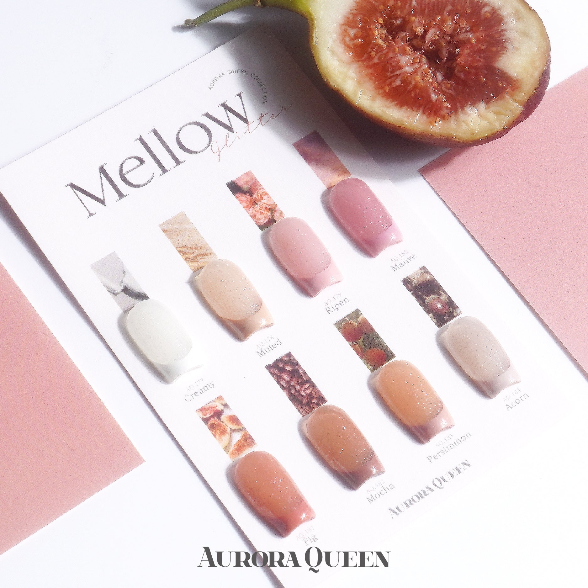 Mellow Glitter Collection – natural stone inspired gel palette
