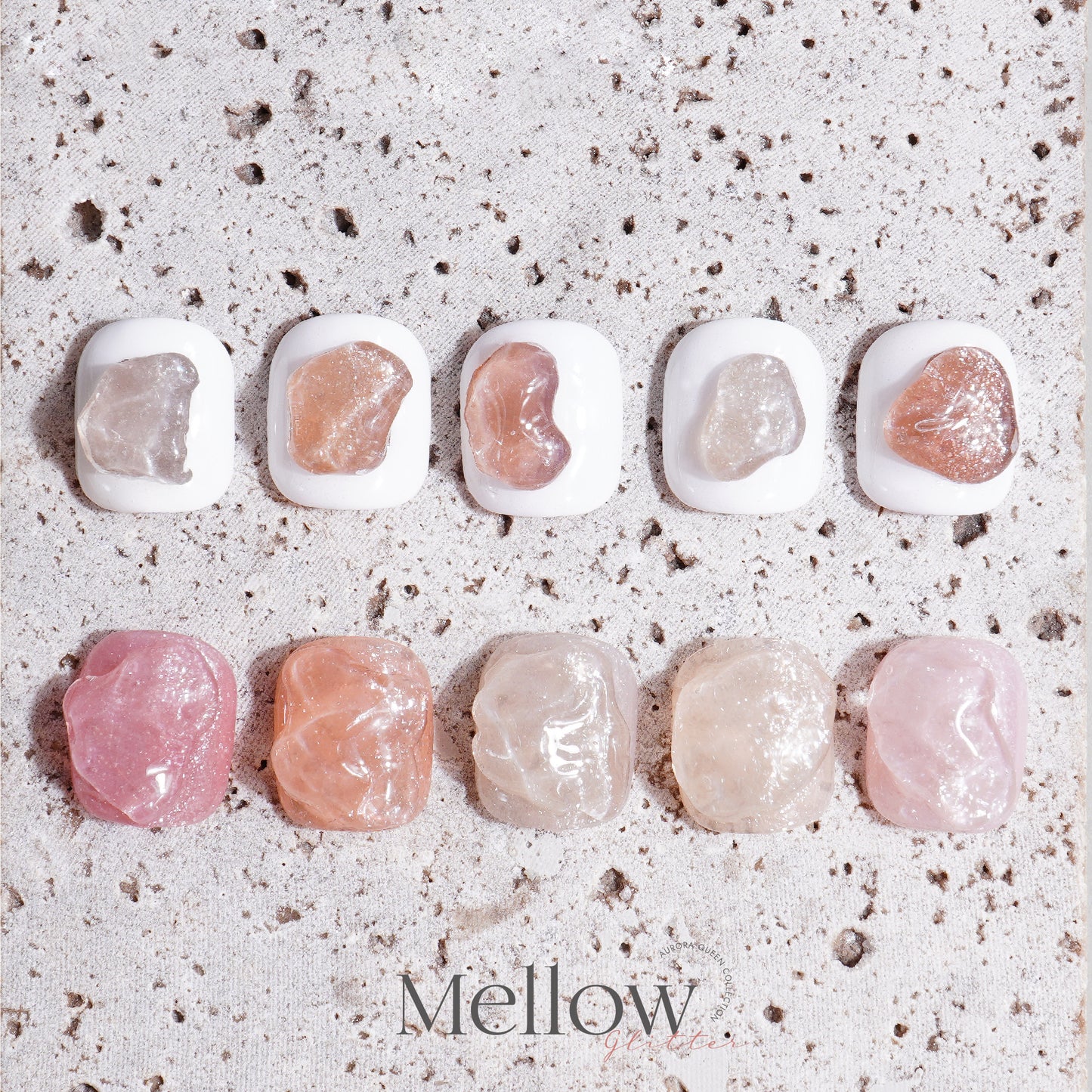 Mellow Glitter Collection – natural stone inspired gel palette
