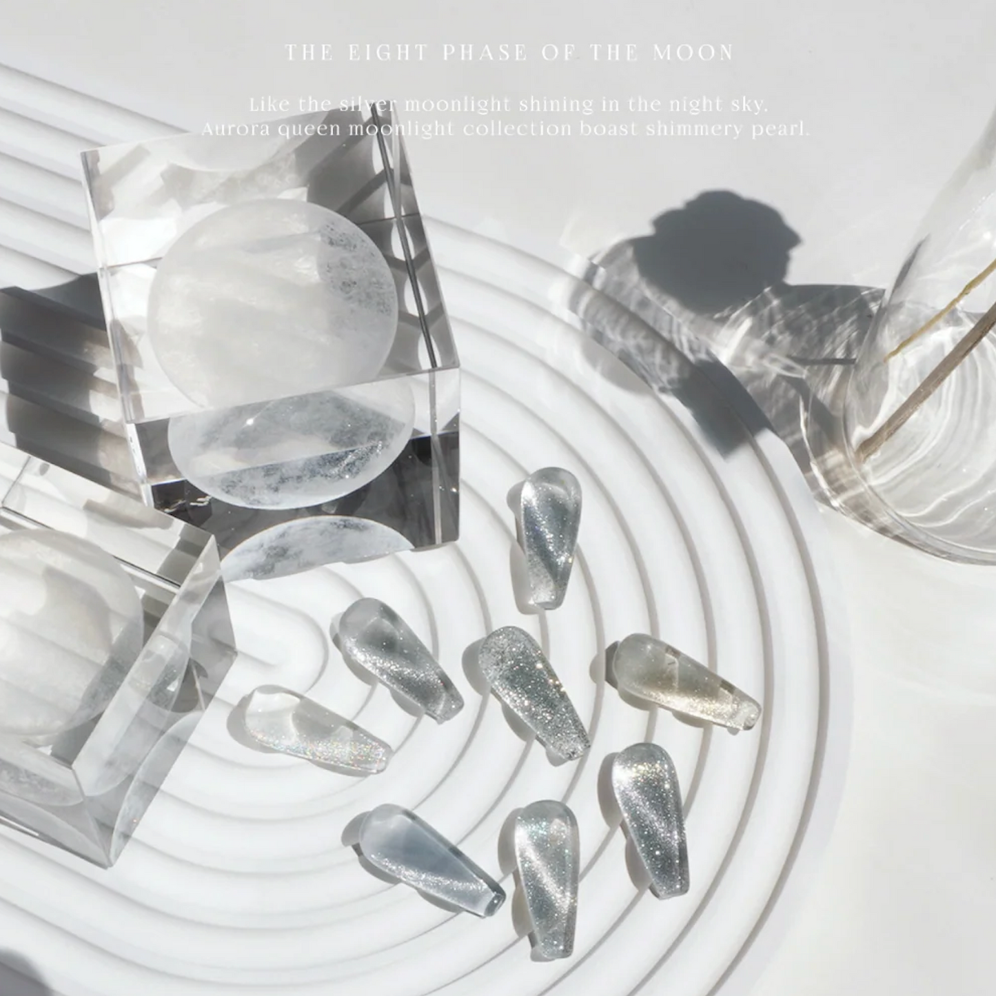 Moonlight Collection – silver-toned shimmer gel inspired by moon phases