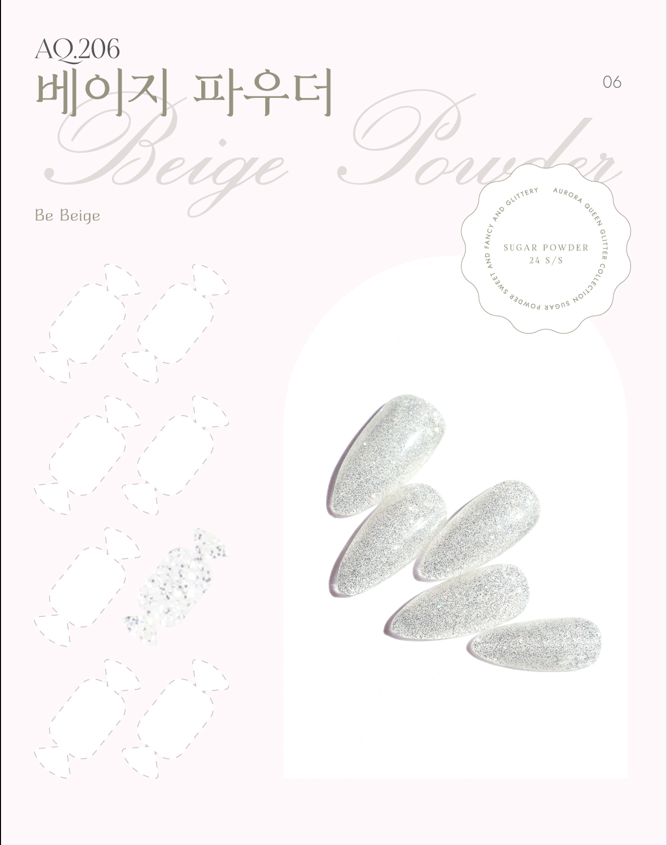 Sugar Powder Beige Powder – sparkly yet glossy pastel green gel polish
