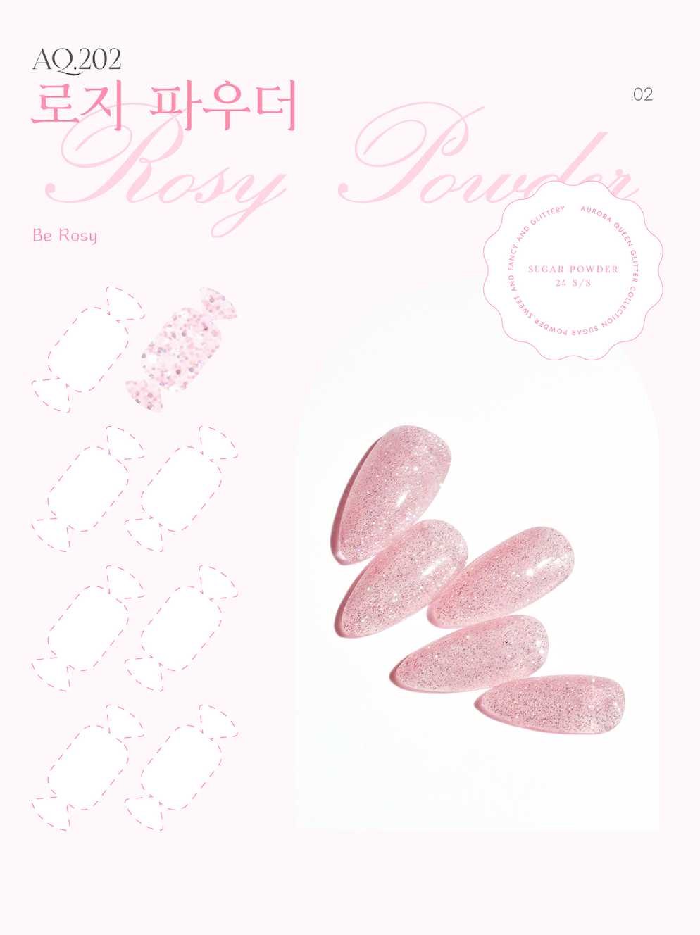 Sugar Powder Rosy Powder – sparkly yet glossy rose pink gel polish
