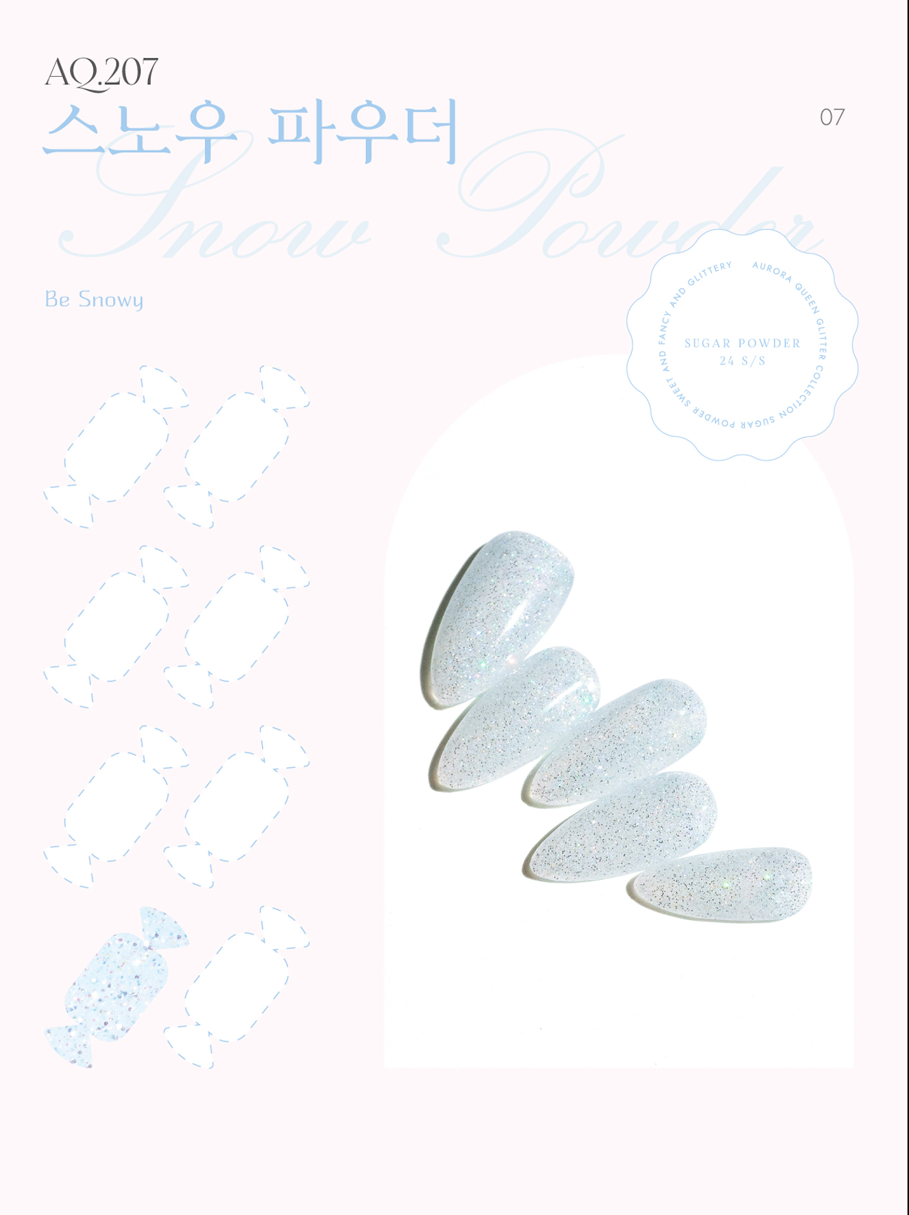 Sugar Powder Snow Powder – sparkly yet glossy pastel aqua gel polish
