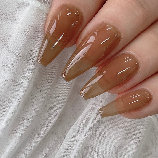 Doi Nudi Sepia Syrup Gel – Deep coffee-toned syrup gel for warm neutral nail designs