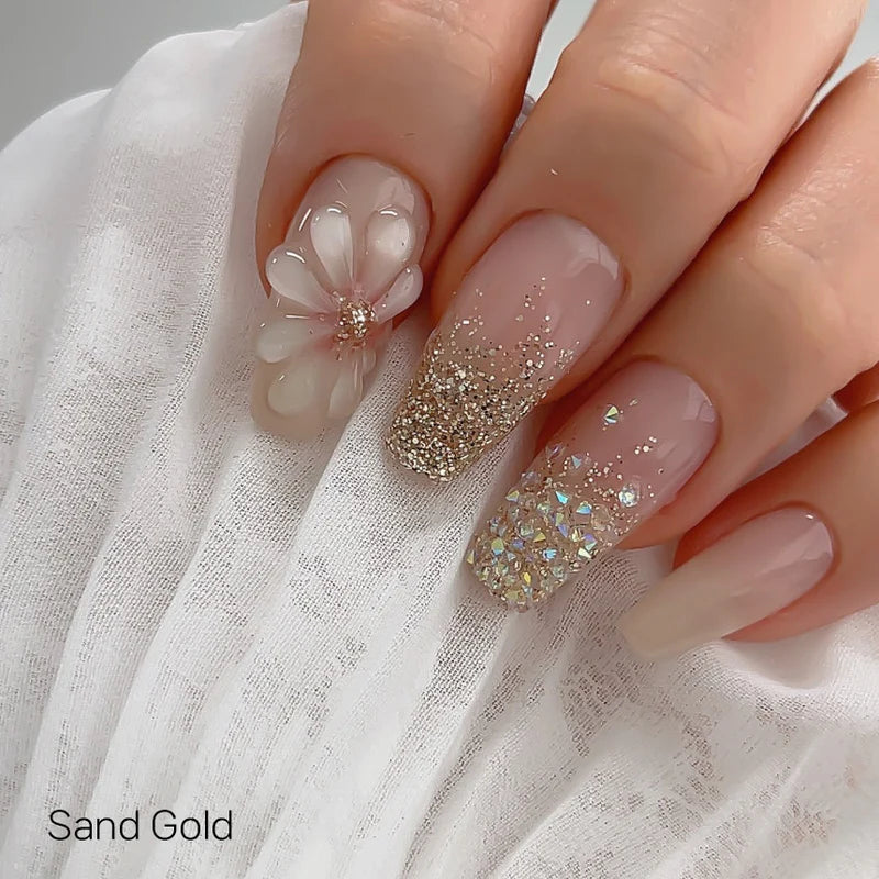 Doi Sand Gold Glitter Gel – warm-toned golden sparkle gel for nails