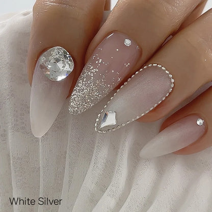 Doi White Silver Glitter Gel – frosty shimmer builder gel with silver flakes