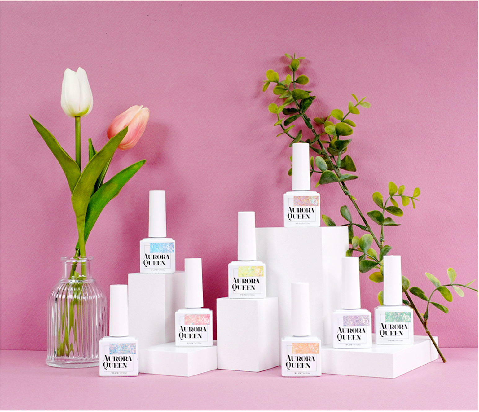 La Fleur bottle lineup with floral background
