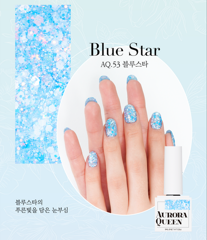 Blue Star – icy sky blue floral-inspired glitter polish