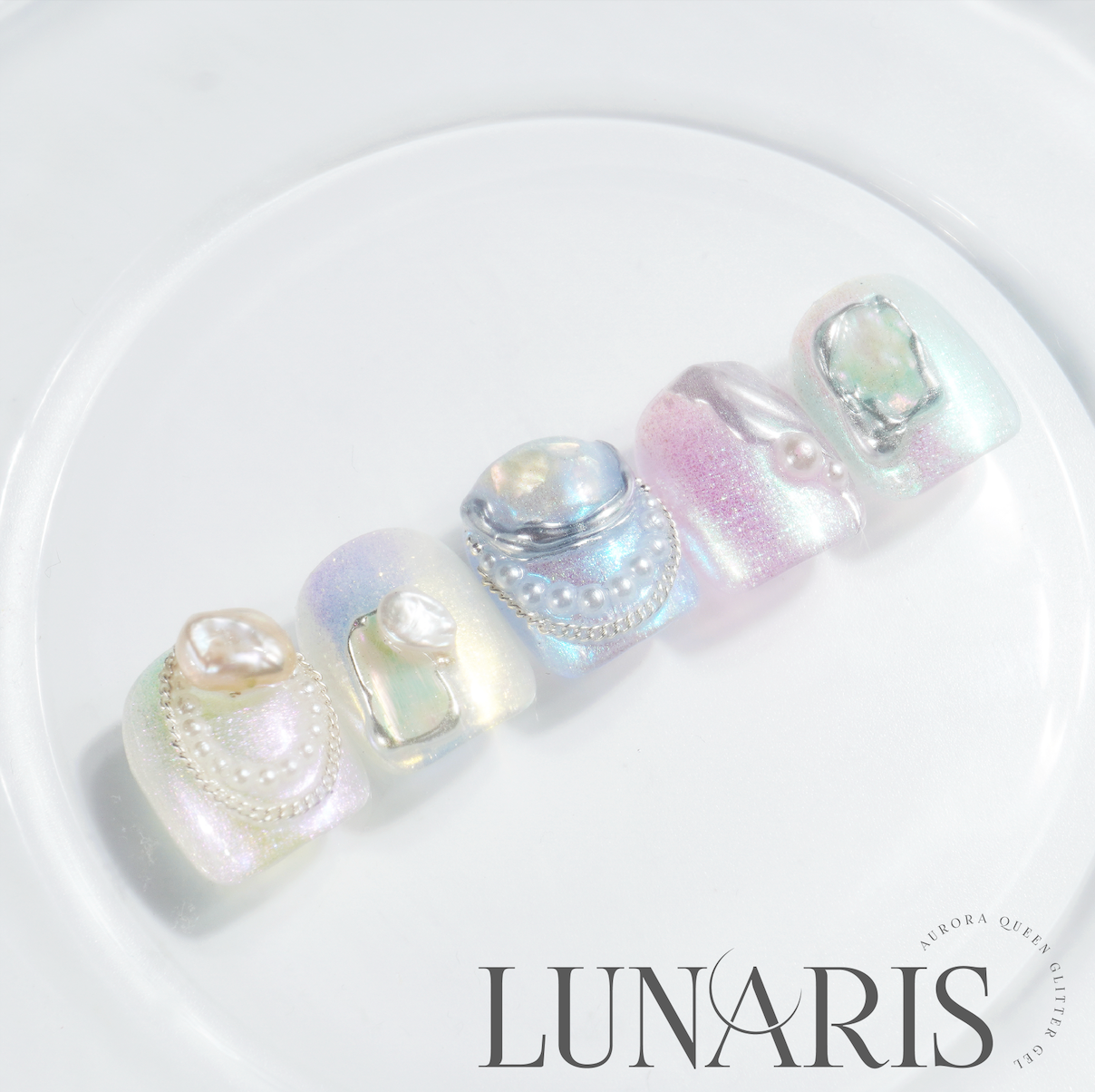 Lunaris celestial nail designs with gem detailing