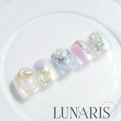 Lunaris celestial nail designs with gem detailing
