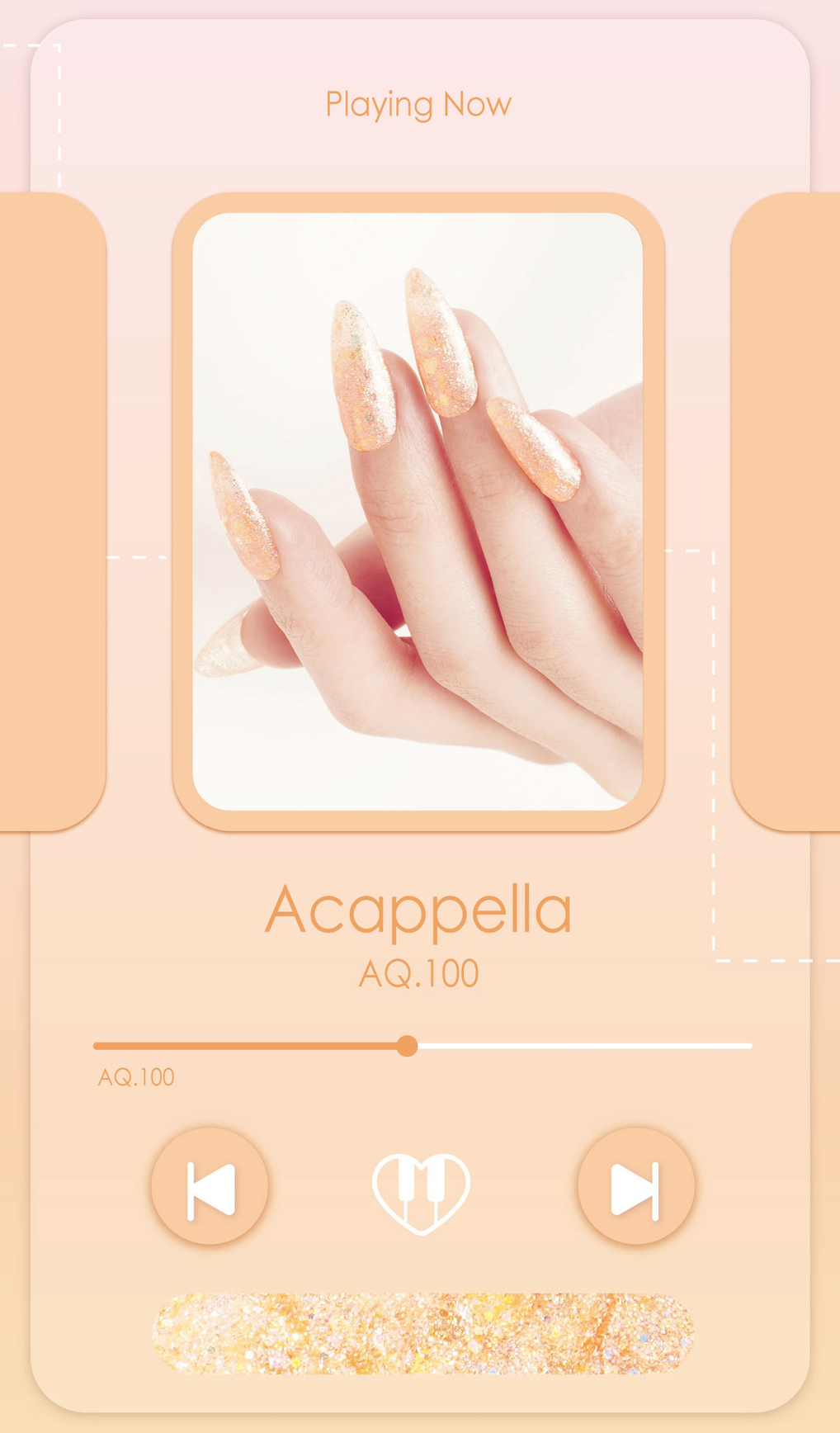 Acappella – peach glitter gel polish with sparkles