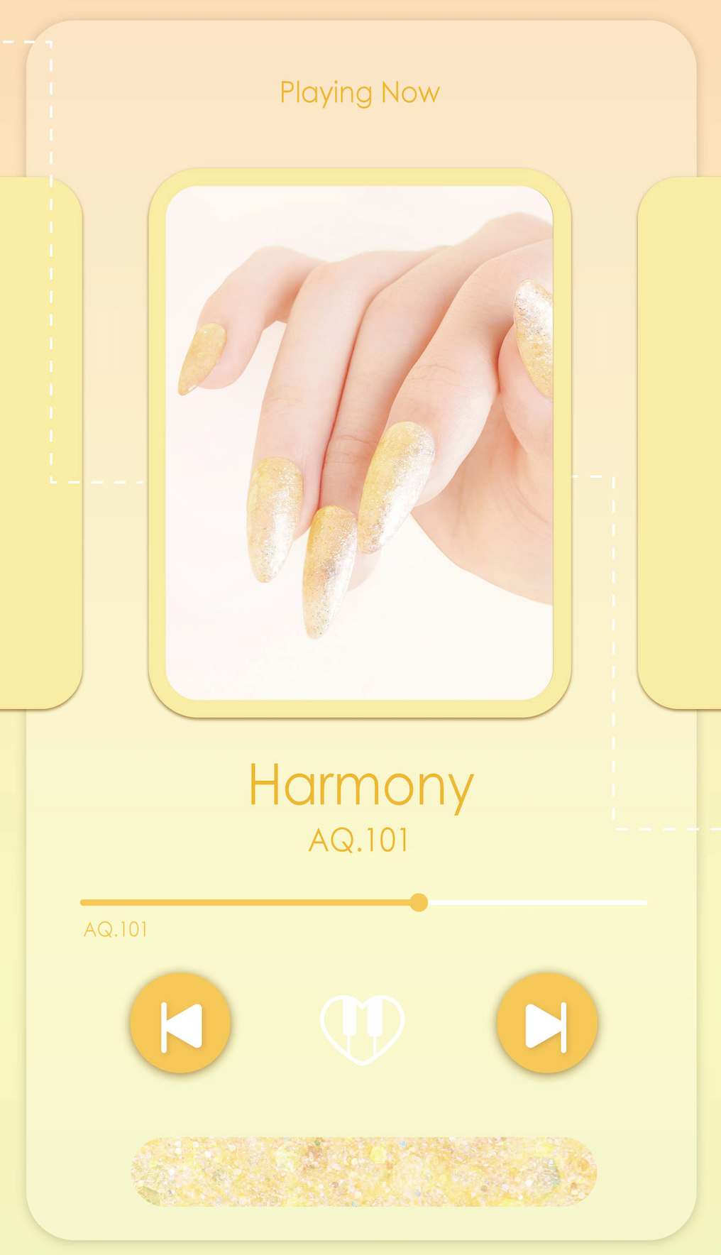 Harmony – bright yellow glitter gel with gold tones