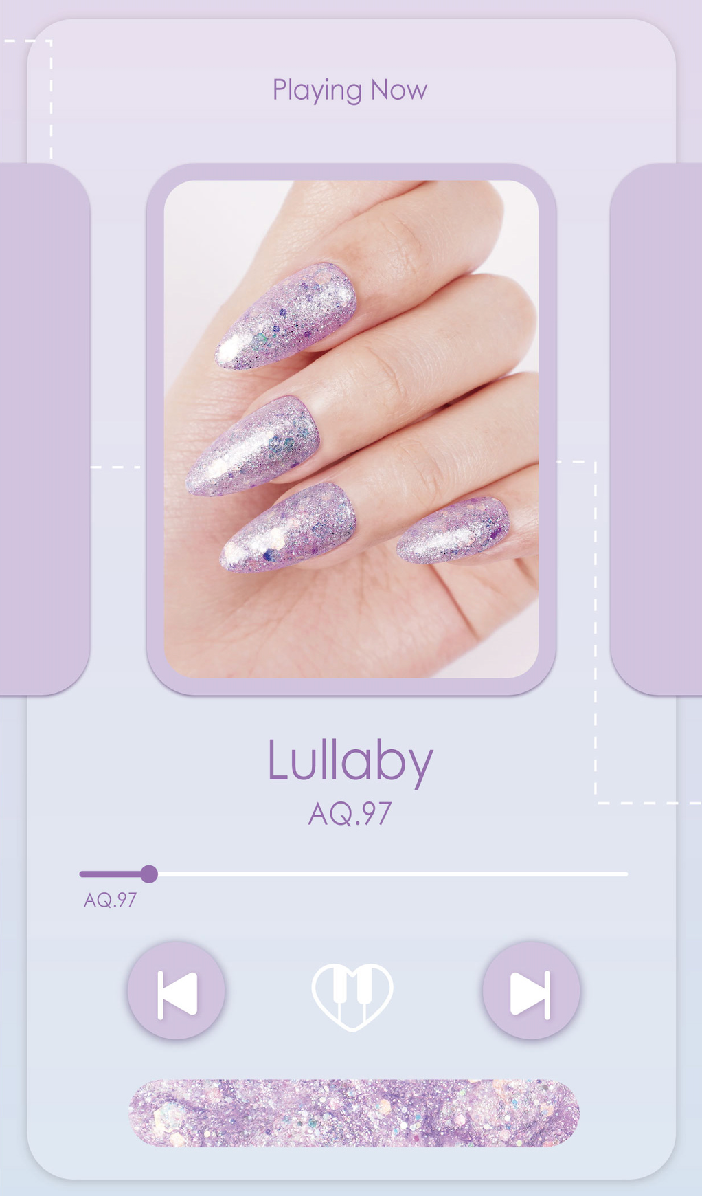 Lullaby – light purple glitter gel polish with shimmer