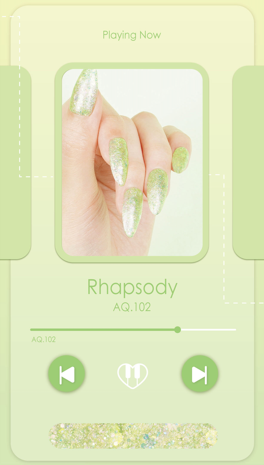 Rhapsody – mint green pastel glitter gel polish
