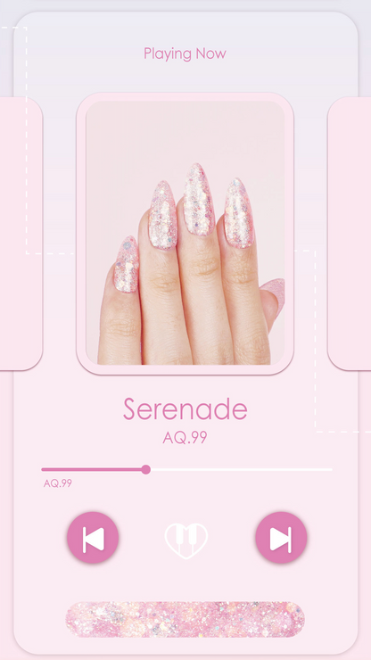 Serenade – soft pink glitter gel polish by Aurora Queen