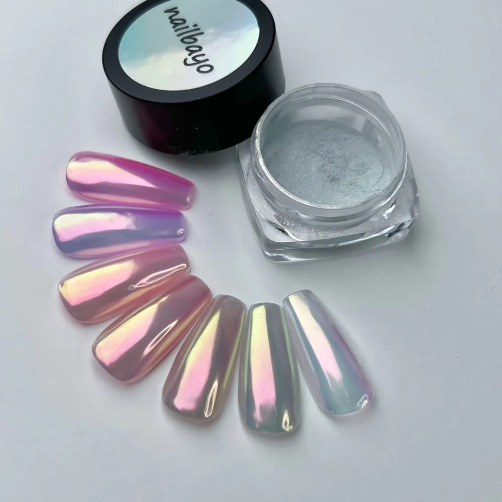 Nailbayo Real Juju Powder – high-shine nude-toned chrome powder