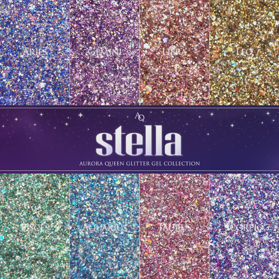 Nail art using multiple Stella glitter shades