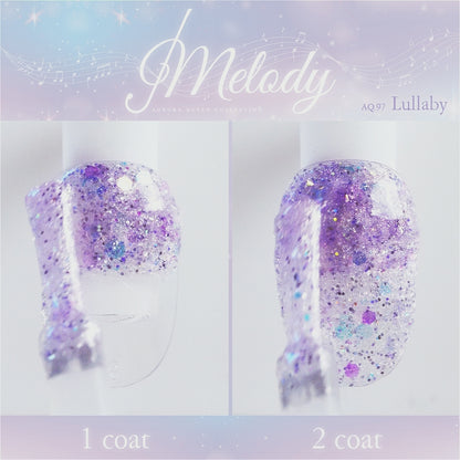 Melody Collection – full grid of 8 glitter gel shades