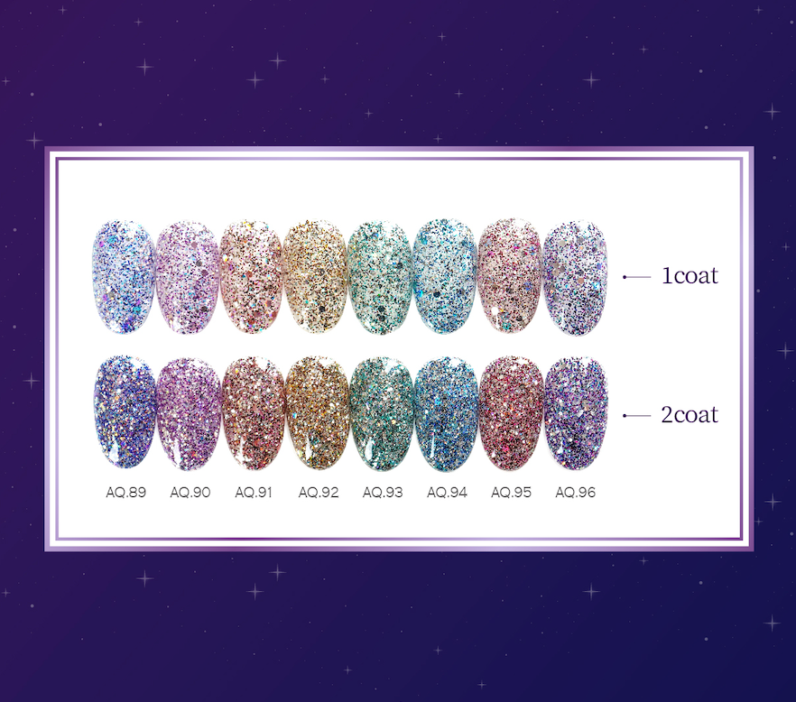 Full Stella glitter swatches – 1 to 2 coats