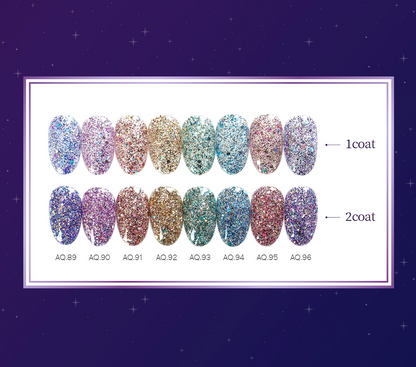 Full Stella glitter swatches – 1 to 2 coats