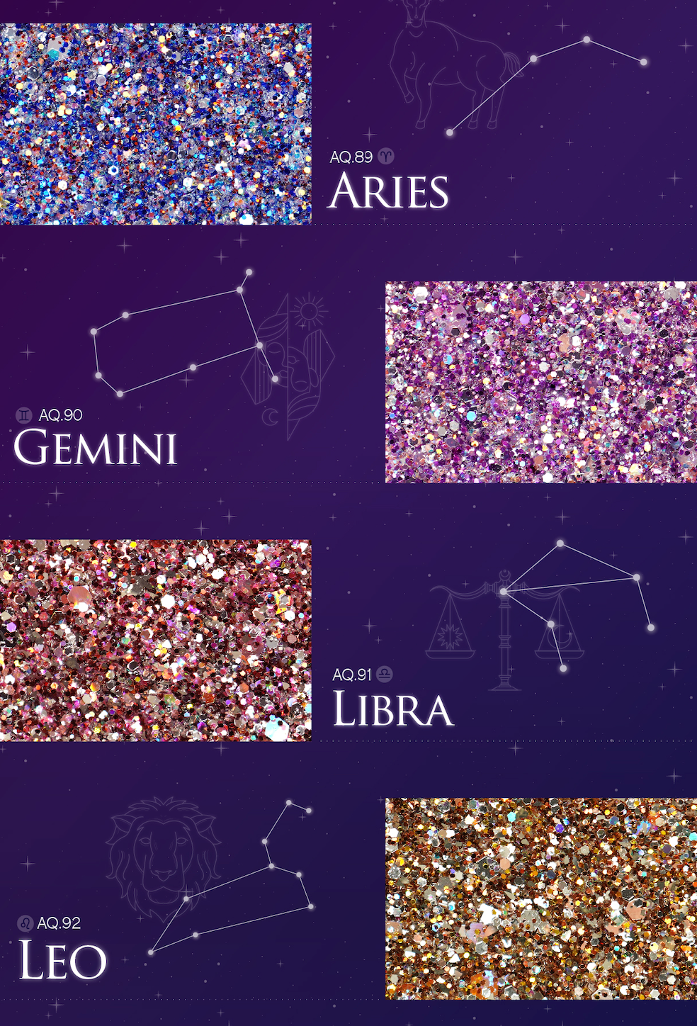 Stella zodiac color chart – Aries, Taurus, Pisces and more