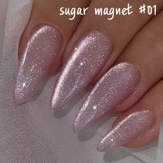 Sugar Magnet Shade 01 – Pink magnetic glitter gel polish with sugar-like shimmer for elegant nails